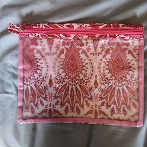 Pink and White Paisley Flat Zipper Pouch